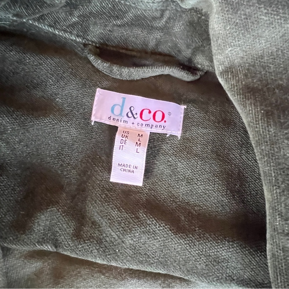 Denim & Co. Stretch Velveteen Long Jacket Dark Green medium - Picture 4 of 8